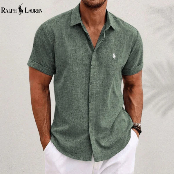 Camisa clásica de lino y algodón.