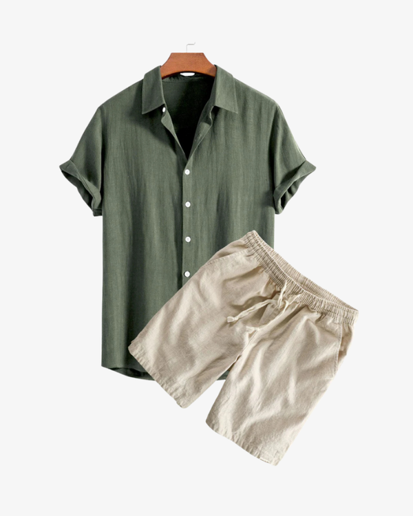 Conjunto de camisa y pantalones cortos de lino premium