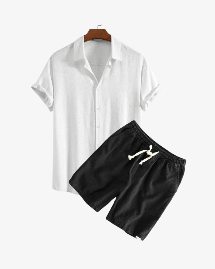 Conjunto de camisa y pantalones cortos de lino premium