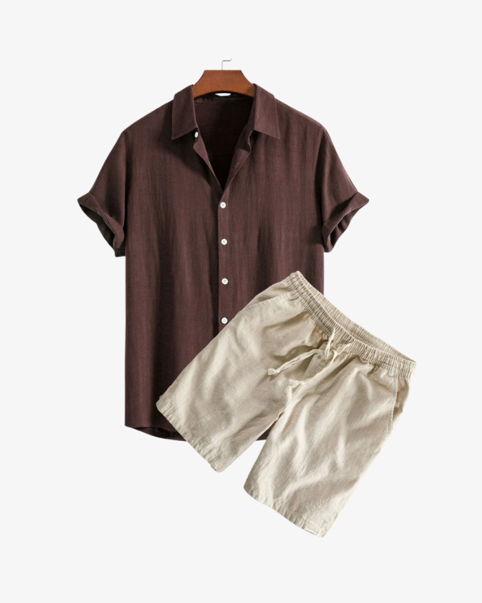 Conjunto de camisa y pantalones cortos de lino premium