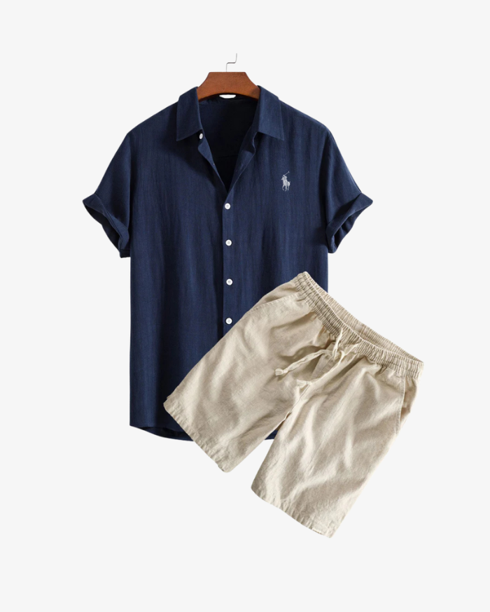 Conjunto de camisa y pantalones cortos de lino premium