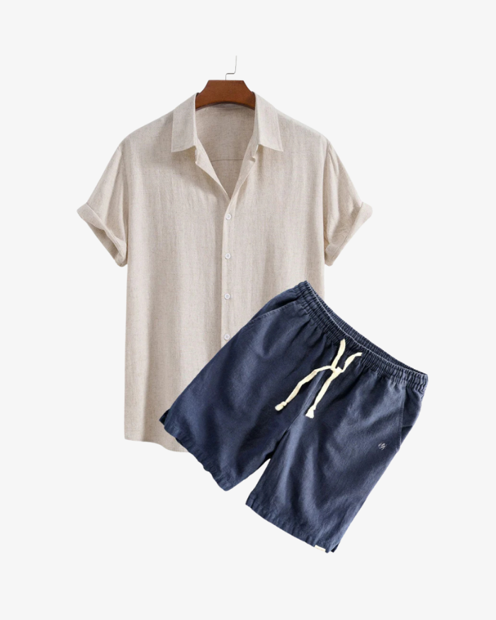 Conjunto de camisa y pantalones cortos de lino premium