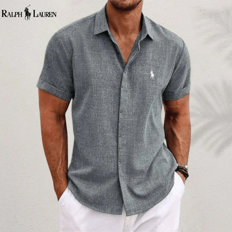 Camisa clásica de lino y algodón.