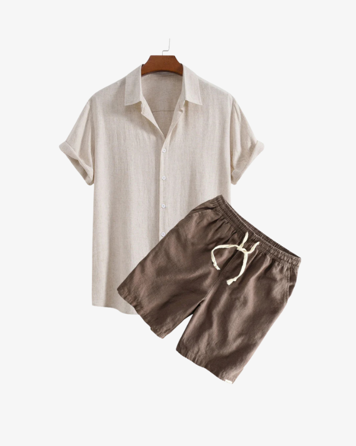 Conjunto de camisa y pantalones cortos de lino premium