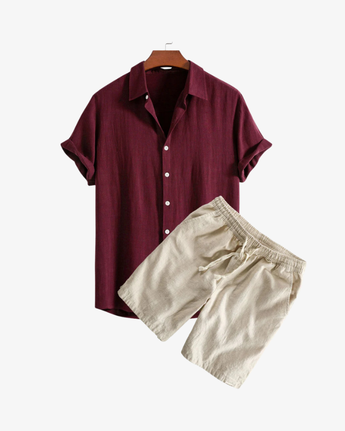 Conjunto de camisa y pantalones cortos de lino premium
