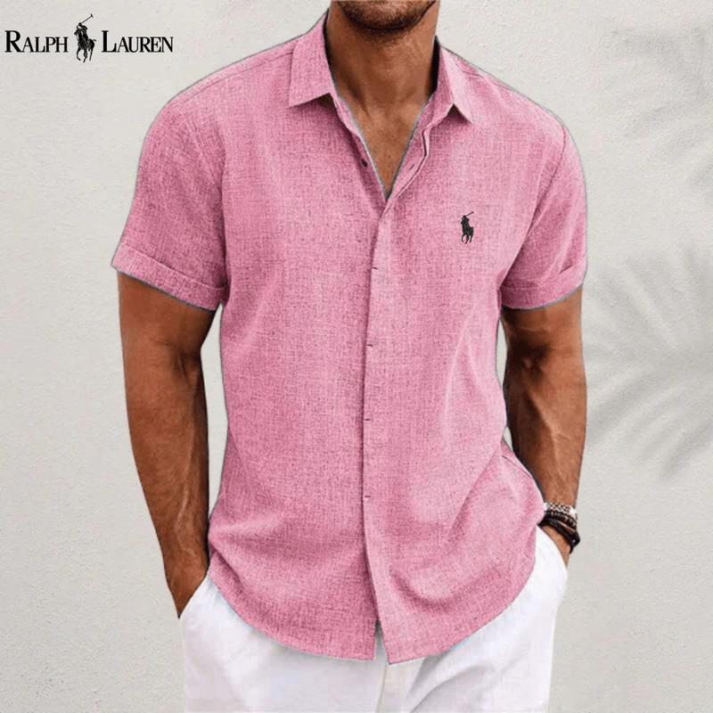 Camisa clásica de lino y algodón.